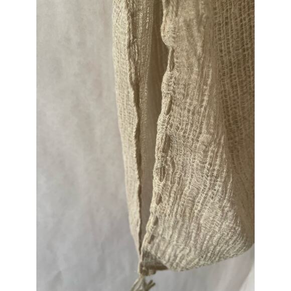 R Fashion Tasseled Beige Soft Light Weight One Size Fits Most Boho Cardigan - Picture 4 of 12